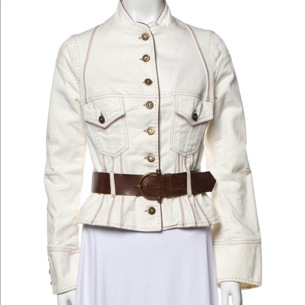 Vintage 2002 Alexander McQueen white denim Jacket